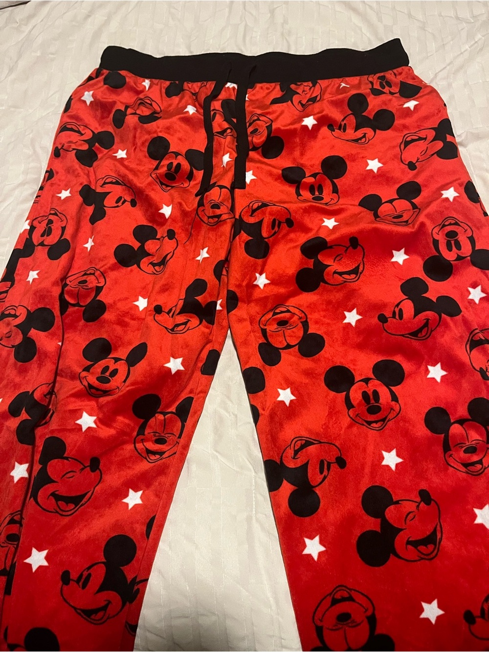 Disney Red and Black Mickey Mouse Plush Pajama Bottoms